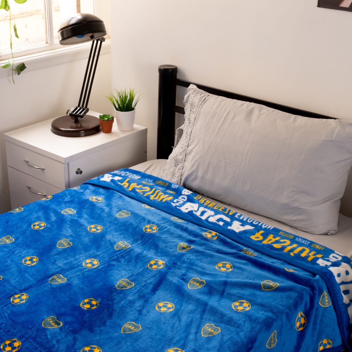 Frazada Flannel Boca Juniors Twin Size 160X240Cm Con Funda - Imagen 2