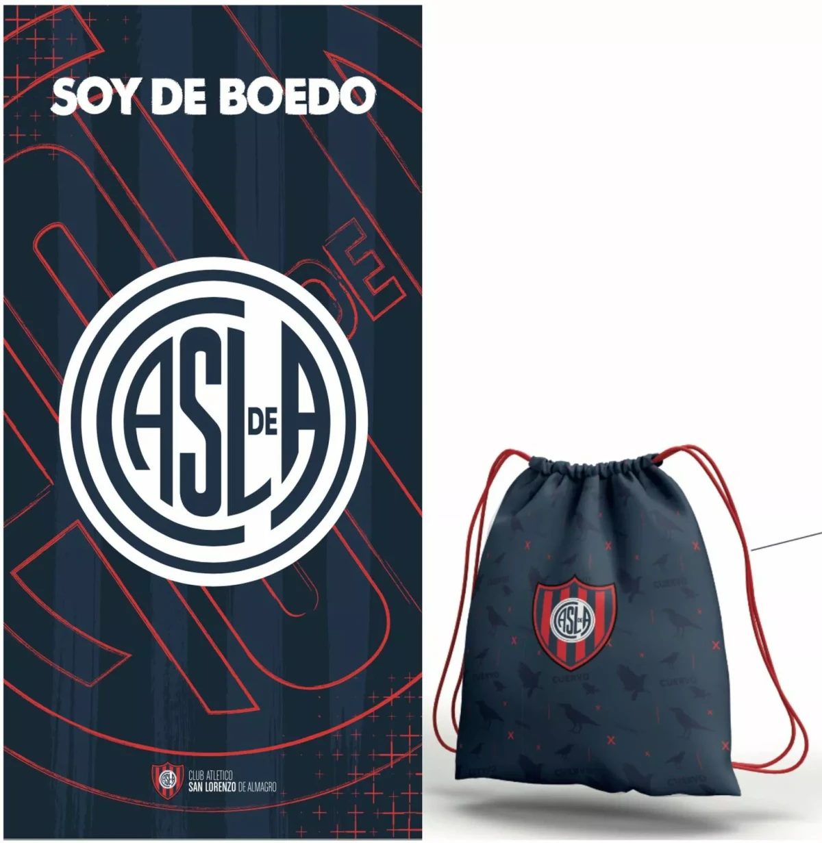 Toallon De Microfibra Estampado Con Mochila San Lorenzo - Imagen 1