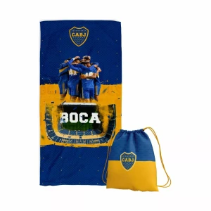 Toallon De Microfibra Estampado Con Mochila Boca Juniors