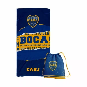 Toallon De Microfibra Estampado Con Mochila Boca Juniors