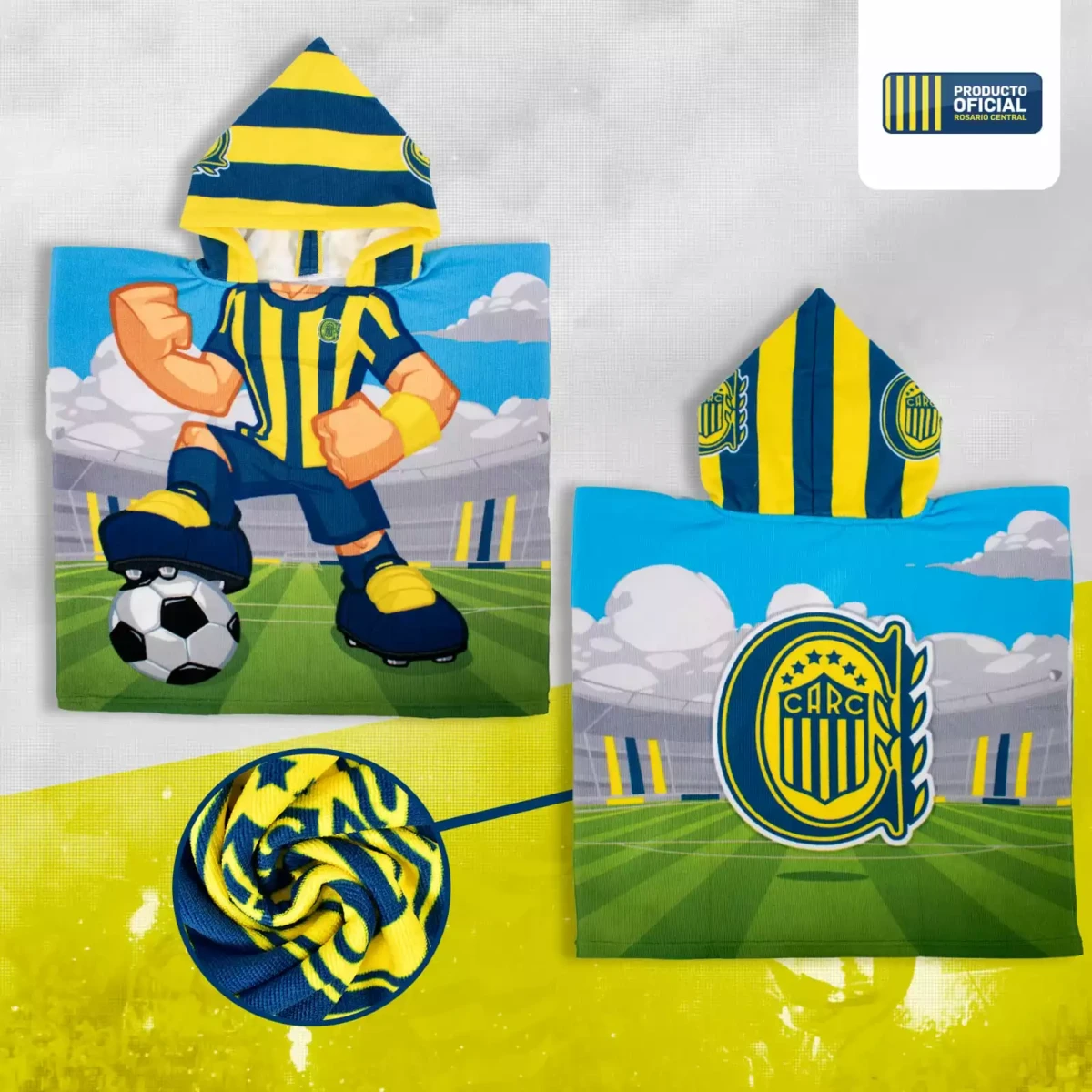 Poncho Microfibra Con Mochila Rosario Central - Imagen 2