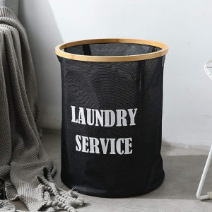 Cesto Redondo De Ropa Con Tapa "Laundry Service" 40X60Cm Aprox