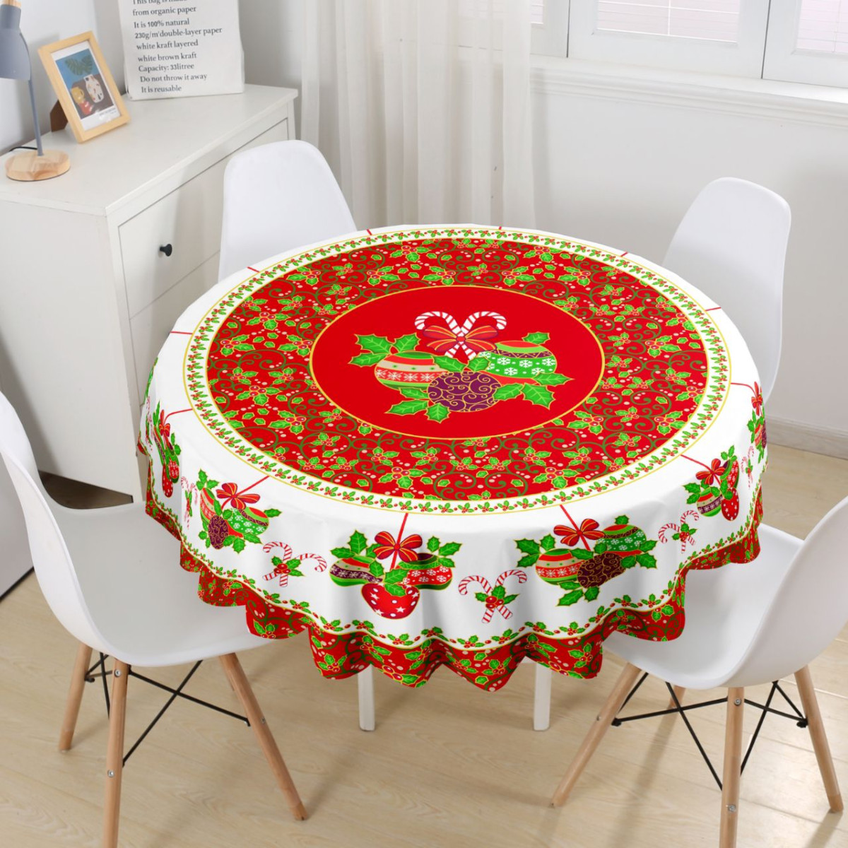 Mantel Navideño Tropical Redondo 180Cm - Imagen 5