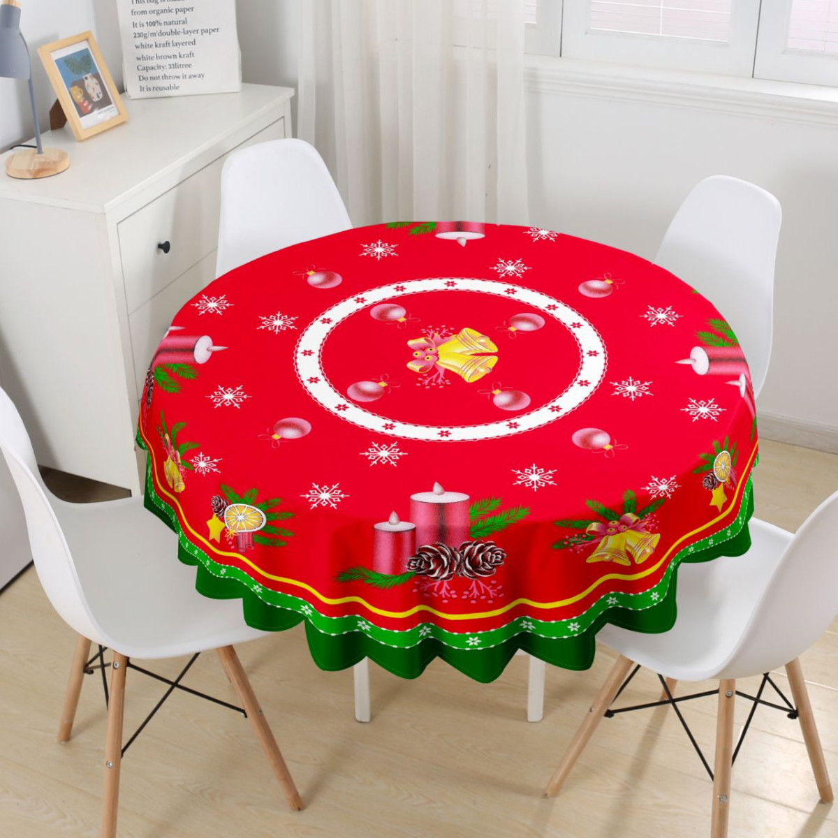 Mantel Navideño Tropical Redondo 180Cm - Imagen 4