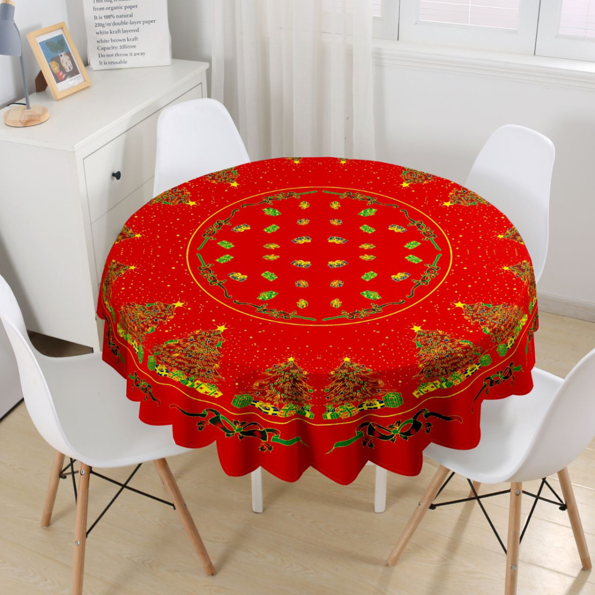 Mantel Navideño Tropical Redondo 180Cm - Imagen 3