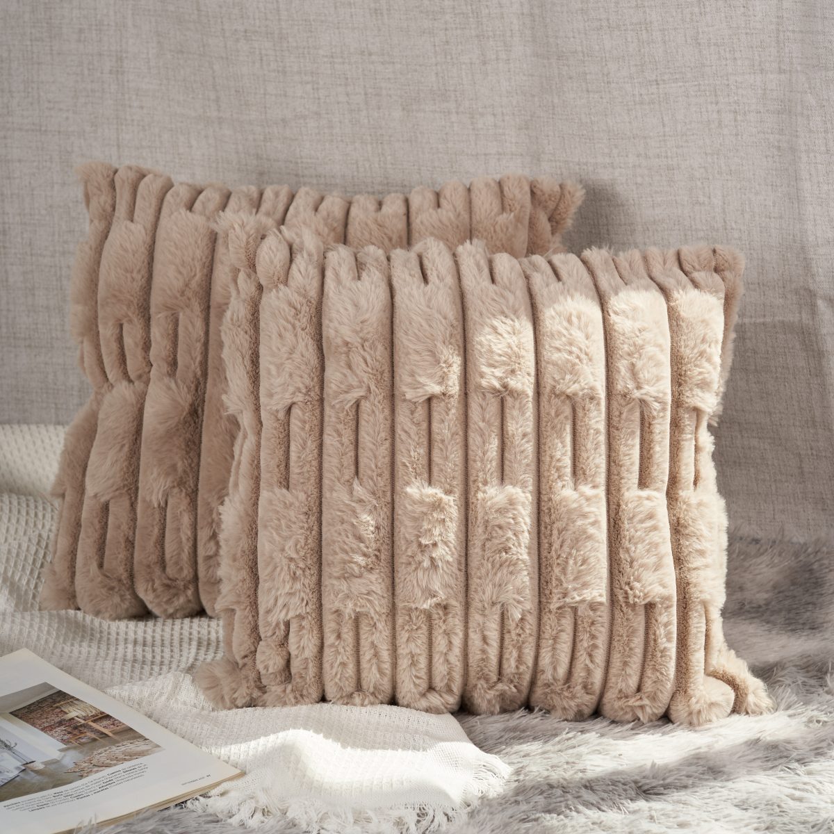 Funda De Almohadones Bloques De Pelo De Conejo 45X45Cm Aprox - Imagen 6