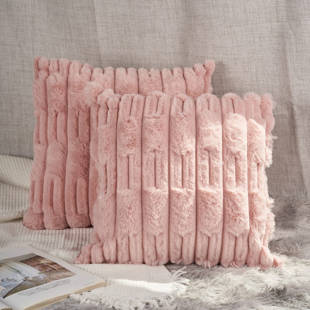 Funda De Almohadones Bloques De Pelo De Conejo 45X45Cm Aprox - Imagen 3