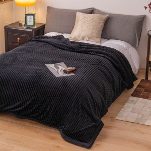 Frazada Lisa Rayada C/Corderito King Size 250X280Cm Aprox.