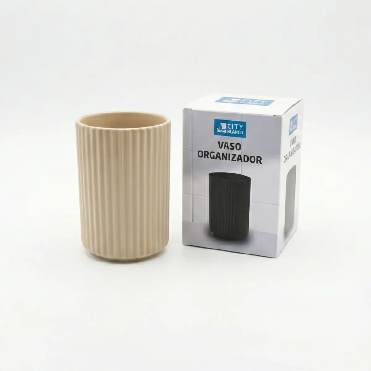 Vaso organizador de enjuague rayado - Imagen 1