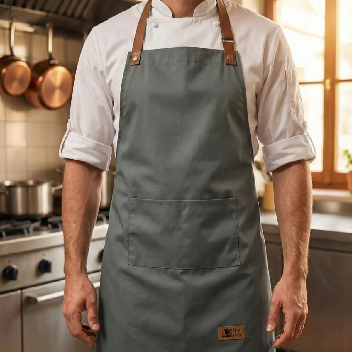 Delantal de cocina simil cuero 66x70cm aprox - Imagen 1