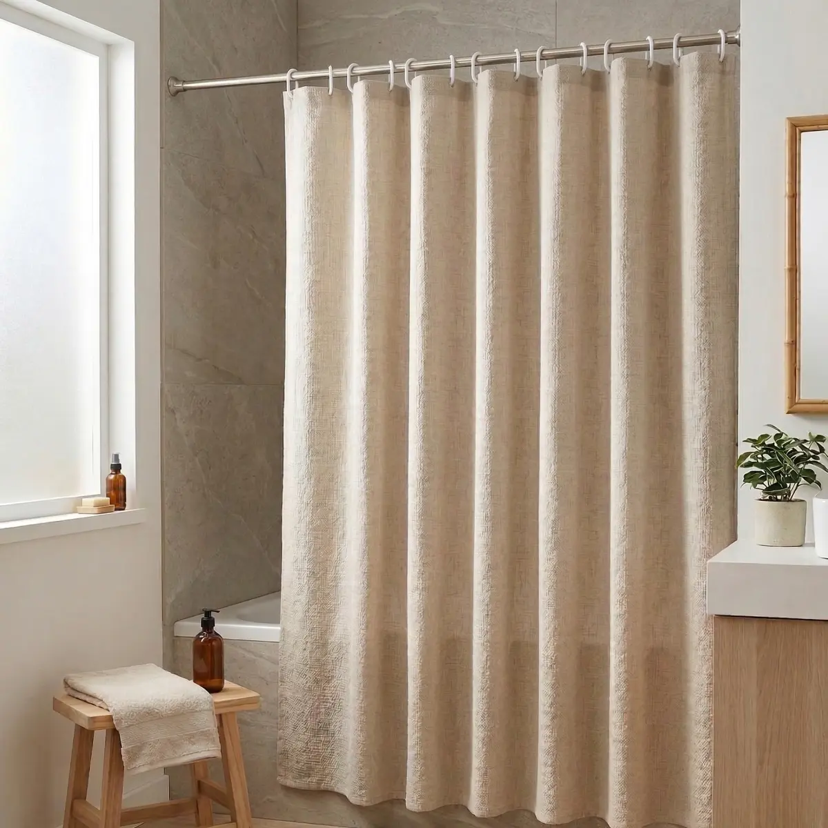 Cortina de Baño rustica en bolsa 180x180cm aprox - Imagen 1