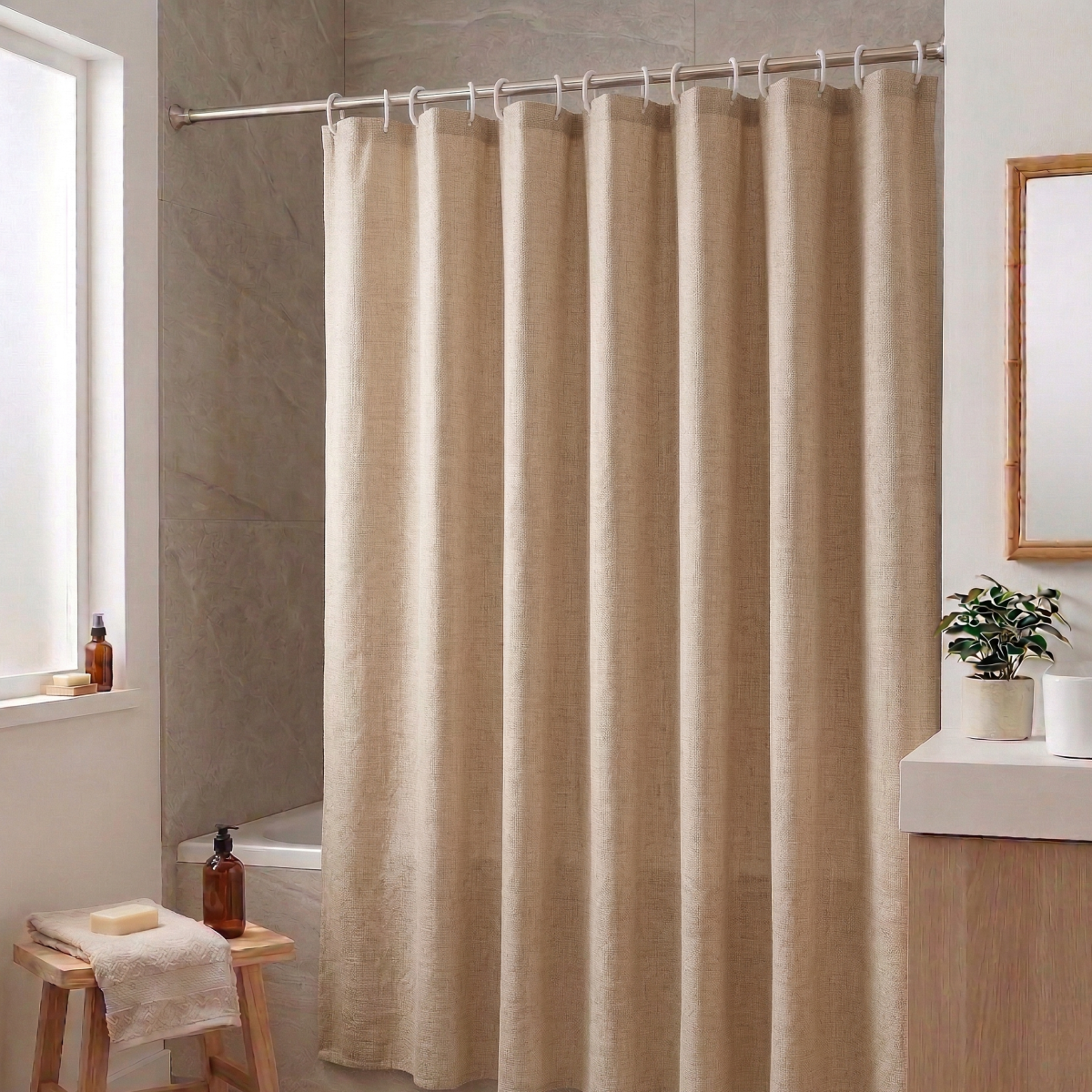 Cortina de Baño rustica en bolsa 180x180cm aprox - Imagen 1