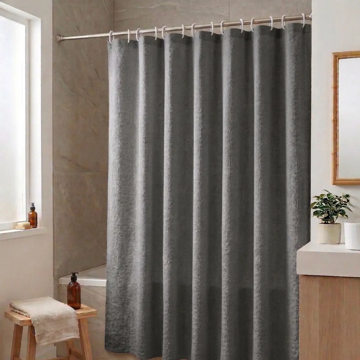 Cortina de Baño rustica en bolsa 180x180cm aprox - Imagen 1
