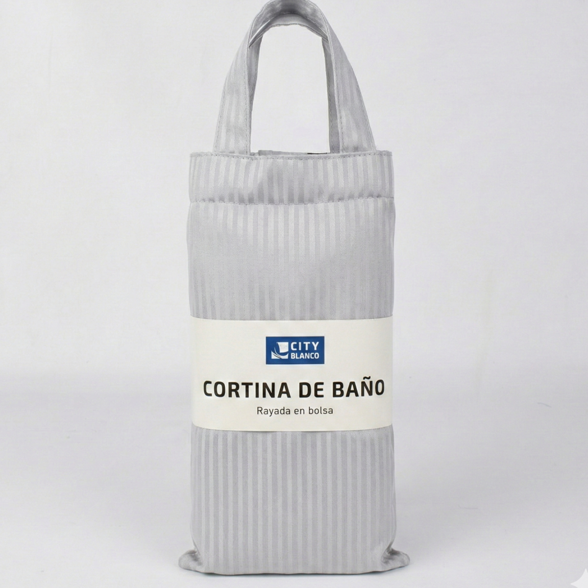 Cortina de Ba?o rayada en bolsa 180x180cm aprox - Imagen 1