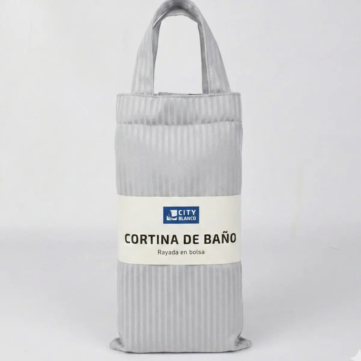 Cortina de Ba?o rayada en bolsa 180x180cm aprox - Imagen 1