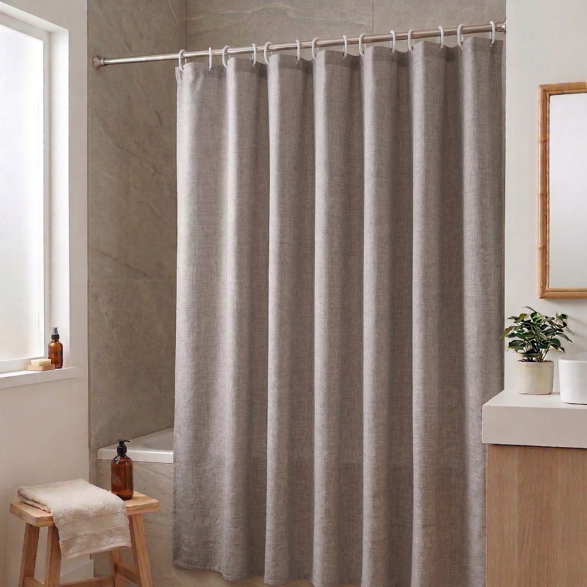 Cortina de Baño rustica en bolsa 180x180cm aprox - Imagen 1