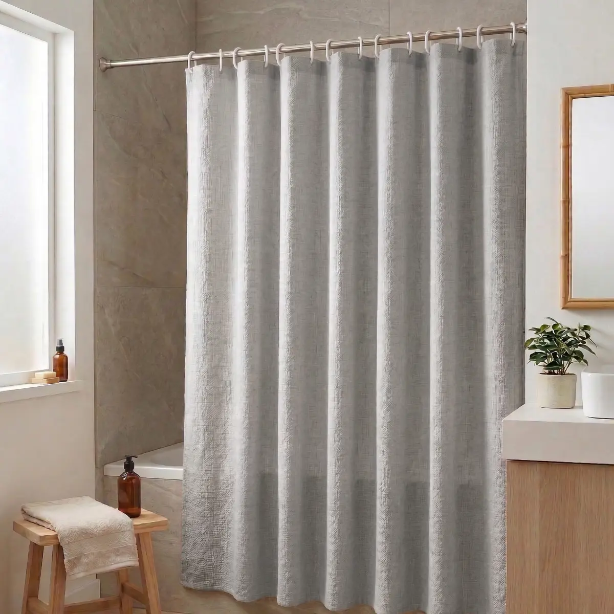 Cortina de Ba?o rustica en bolsa 180x180cm aprox - Imagen 1