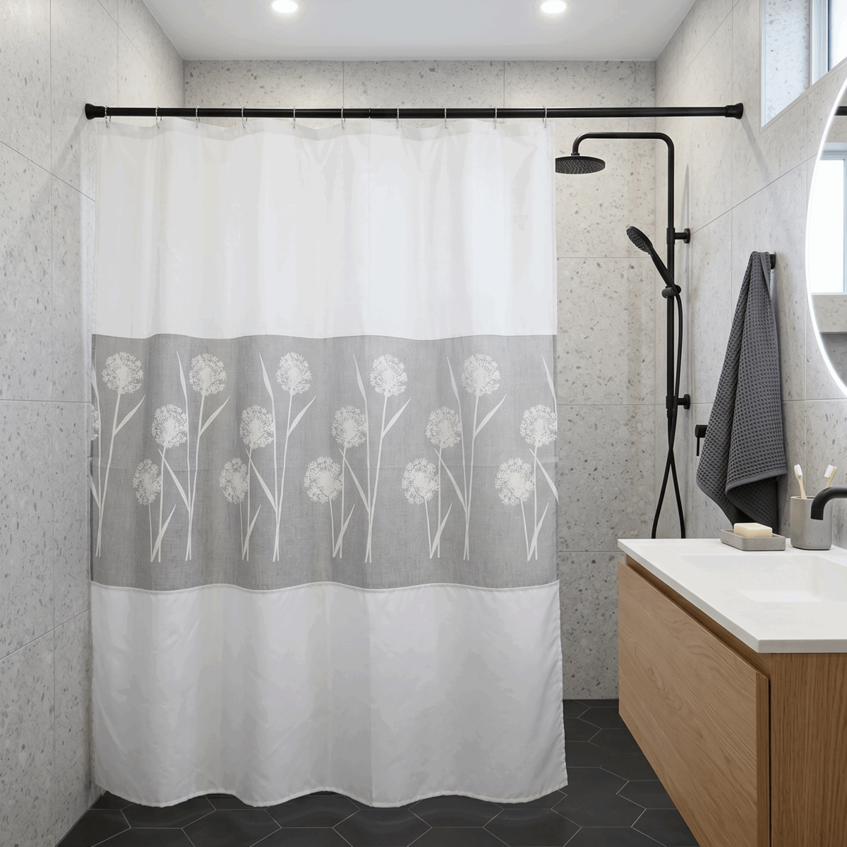 Cortina de baño organza-bordado 180X180CM APROX - Imagen 1